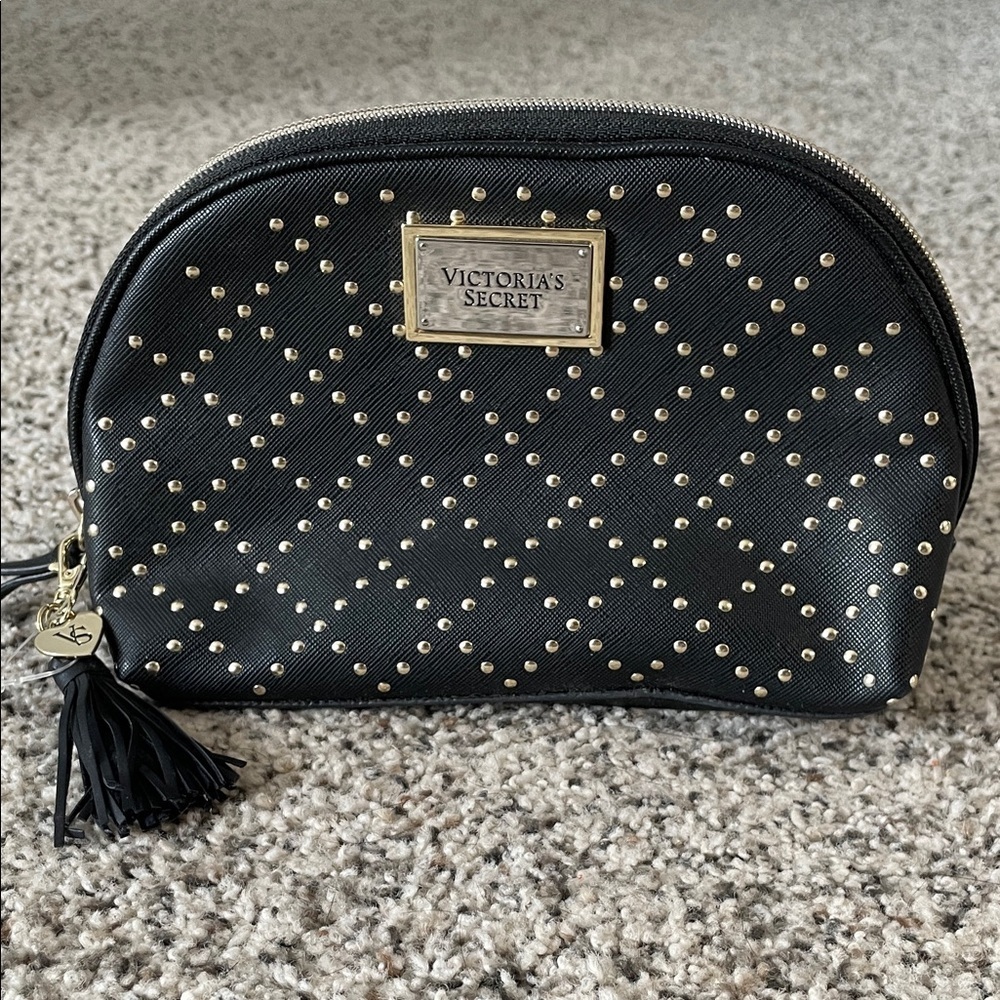 Victoria's Secret Black and Gold Studded Cosmetic Bag